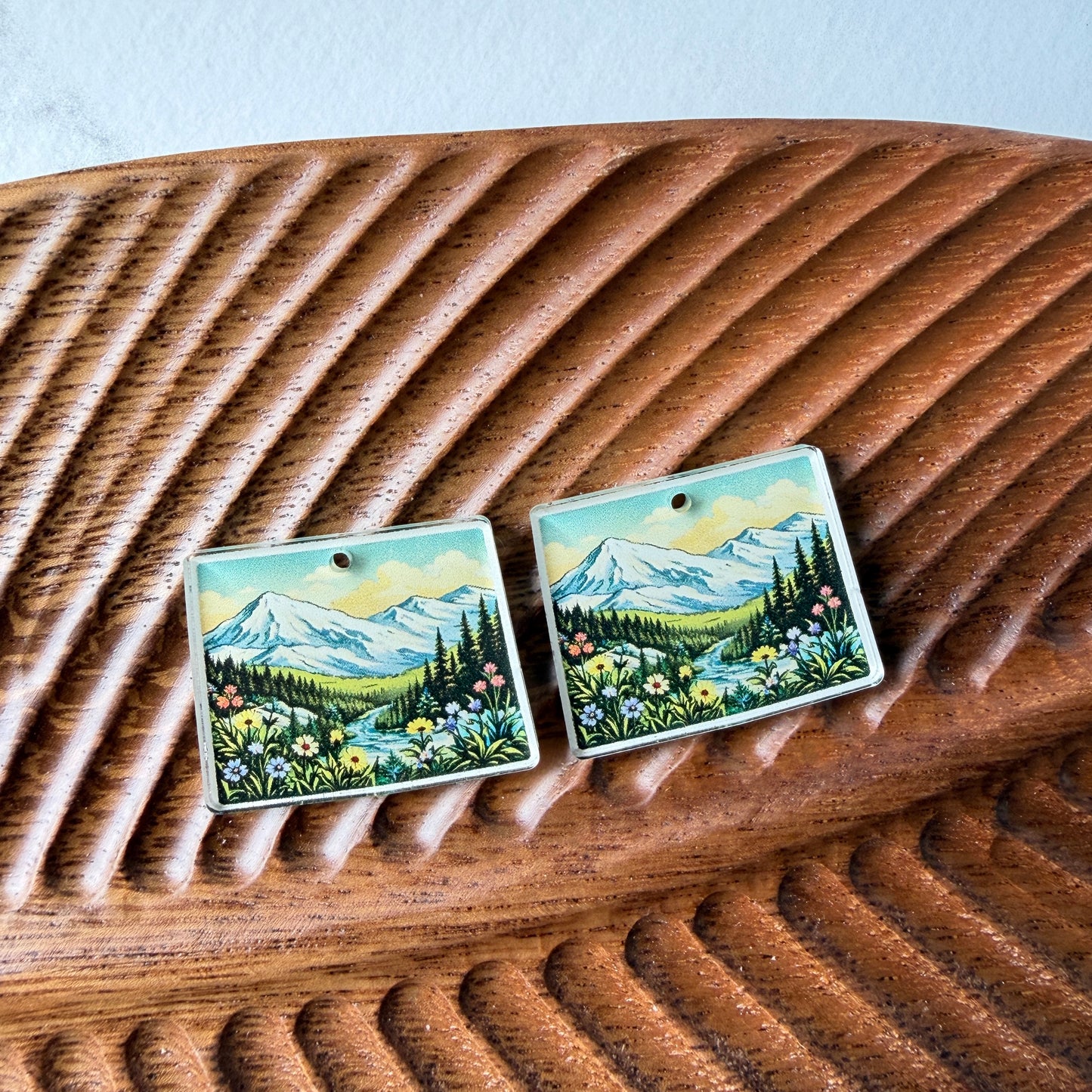 Colorado Mountains Earring Blank (1 Pair), Acrylic Print & Cut, Laser Blank #60