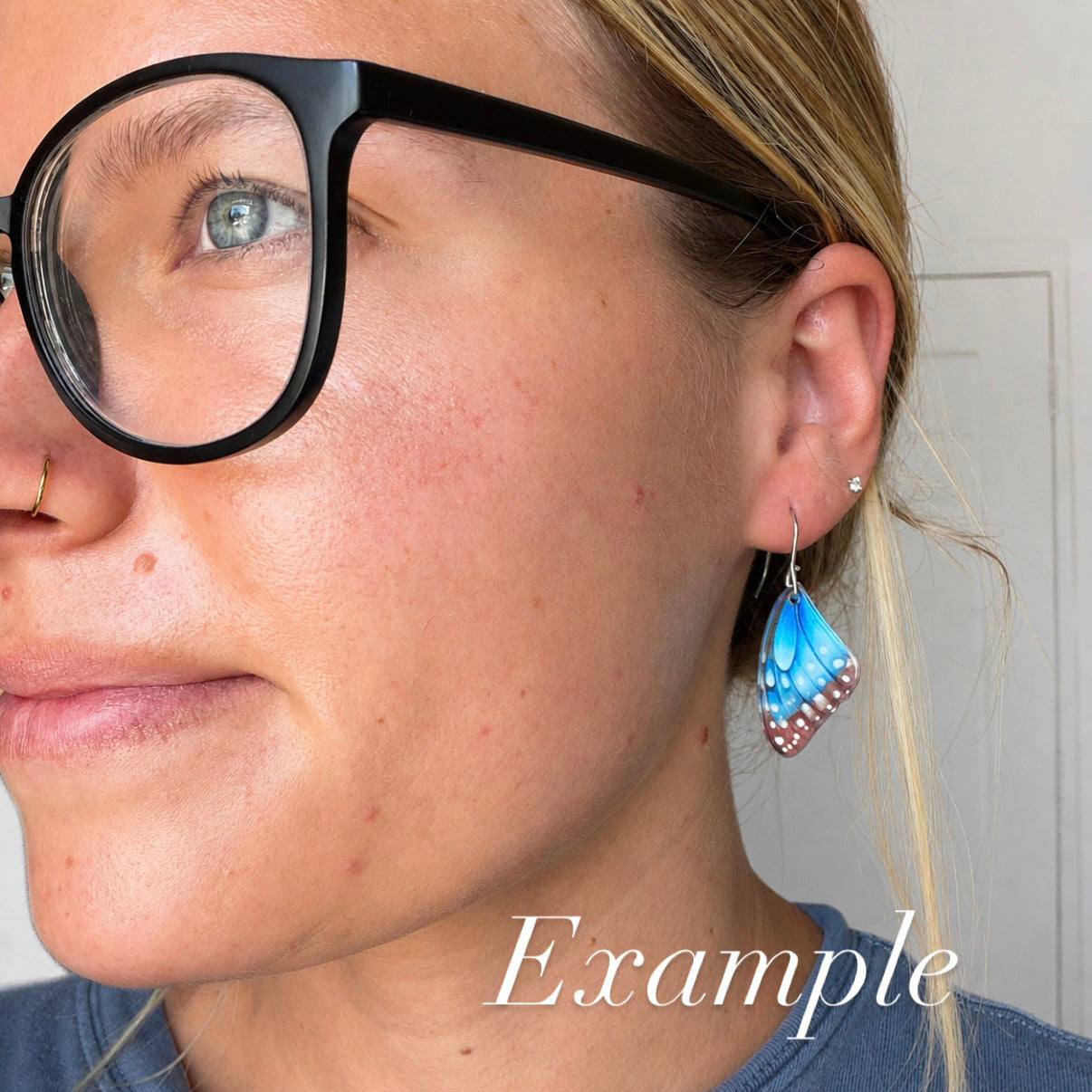 Blue Butterfly Wings Earring Blank (1 Pair), Acrylic Print & Cut, Laser Blank #67