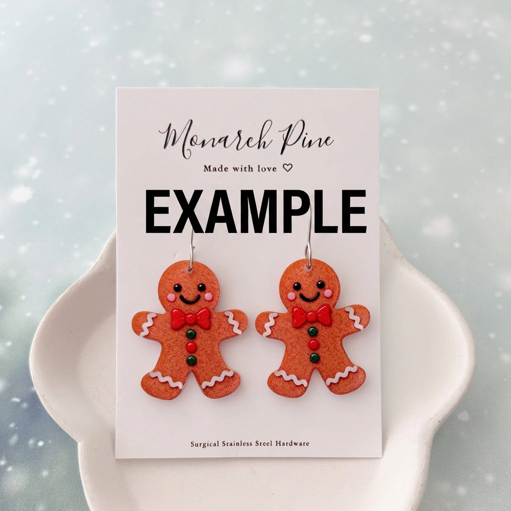 Gingerbread Man Earring Blank (1 Pair), Acrylic Print & Cut, Laser Blank #115