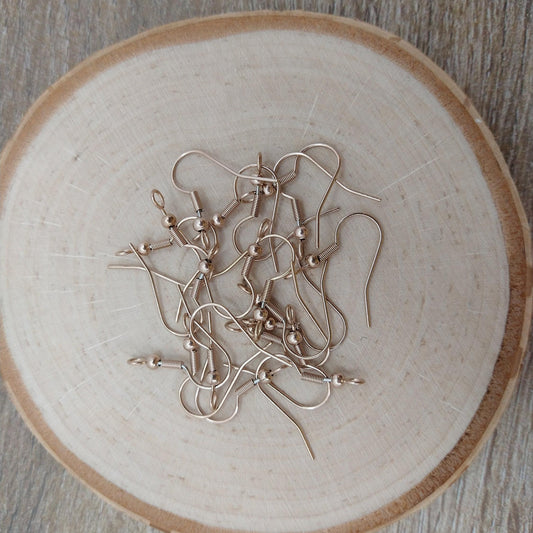 Rose Gold Classic Forward-Facing Stainless Ear Wires, 20 Pieces