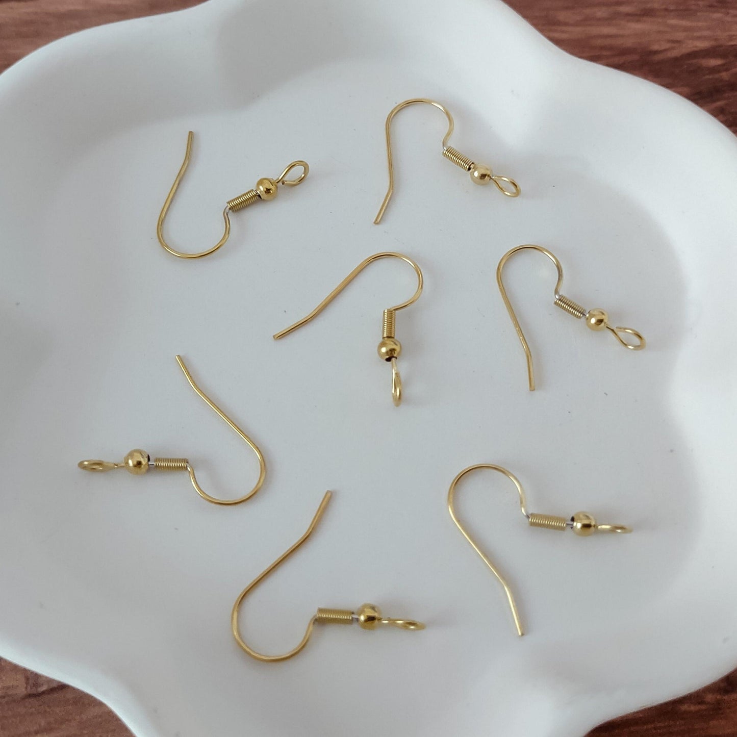 Gold Classic Forward-Facing Stainless Ear Wires, 20 Pieces, Ear Wire #9