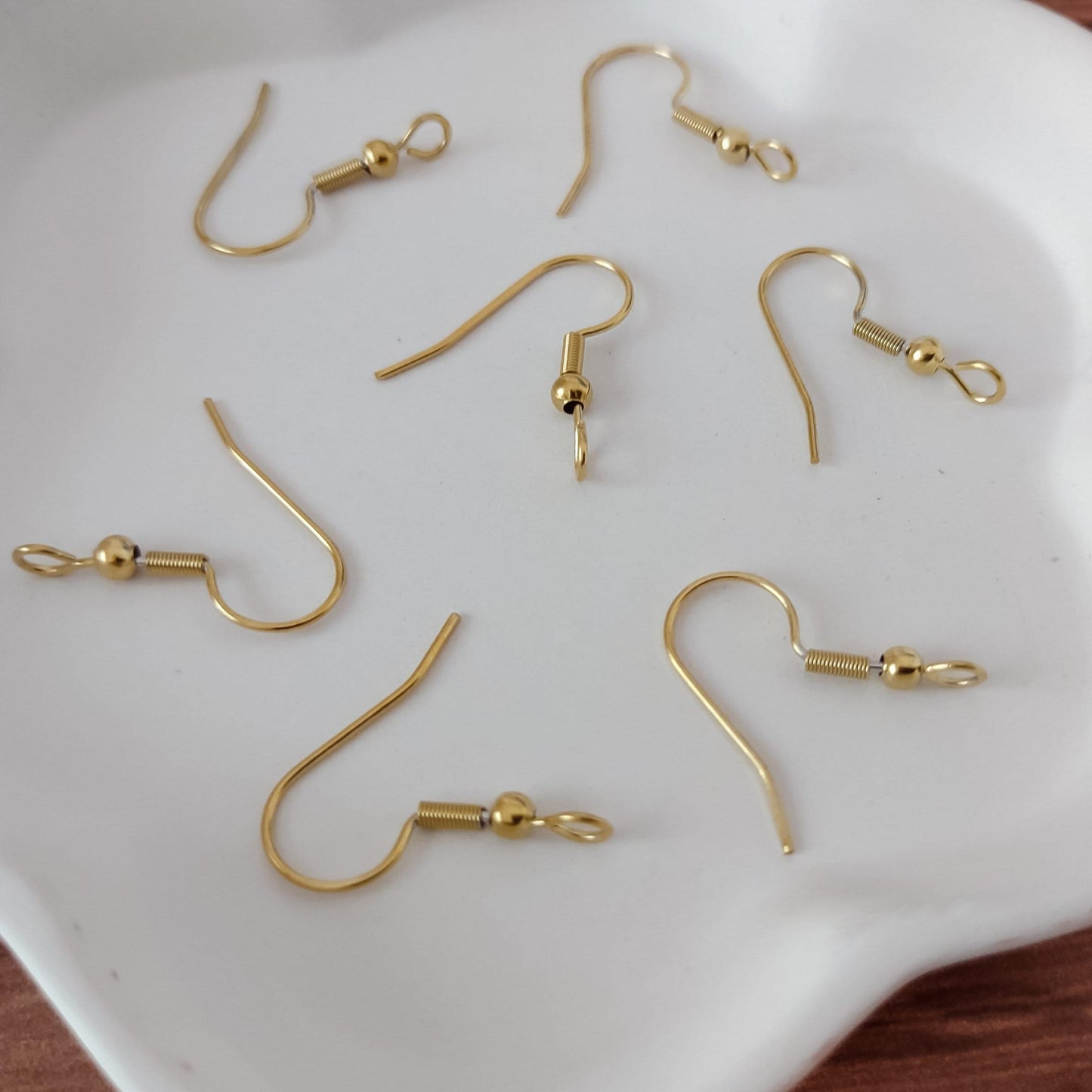 Gold Classic Forward-Facing Stainless Ear Wires, 20 Pieces, Ear Wire #9