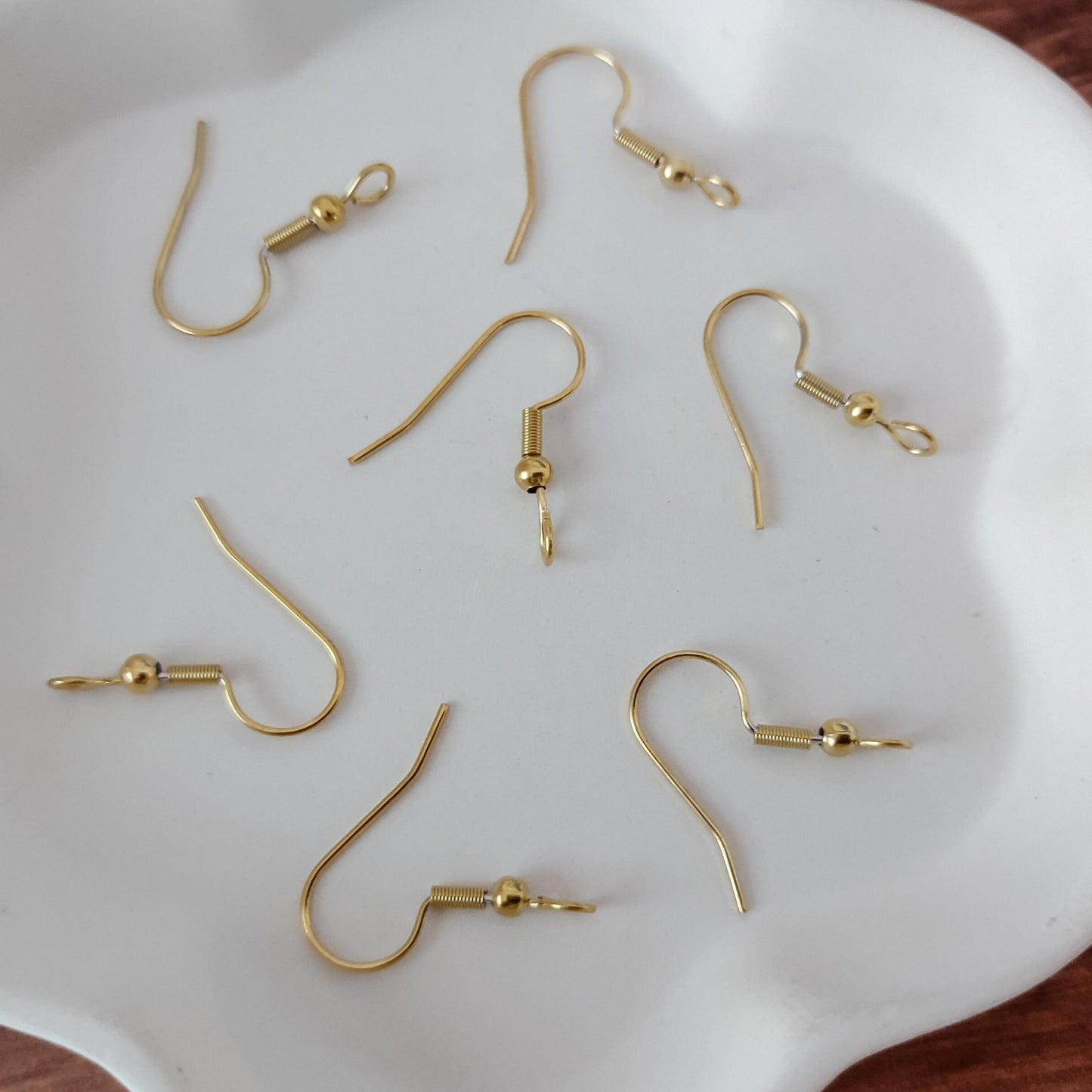 Gold Classic Forward-Facing Stainless Ear Wires, 20 Pieces, Ear Wire #9