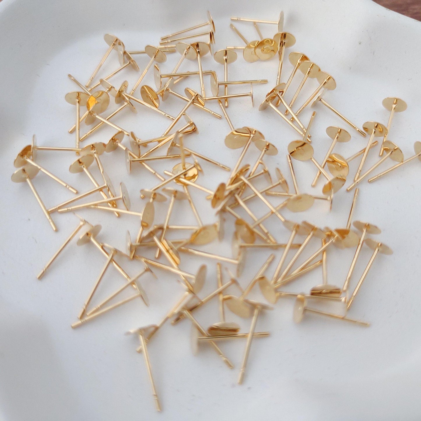 Bulk 3mm Gold Stainless Steel Regular Flat Pad Earring Posts, 100 Pieces