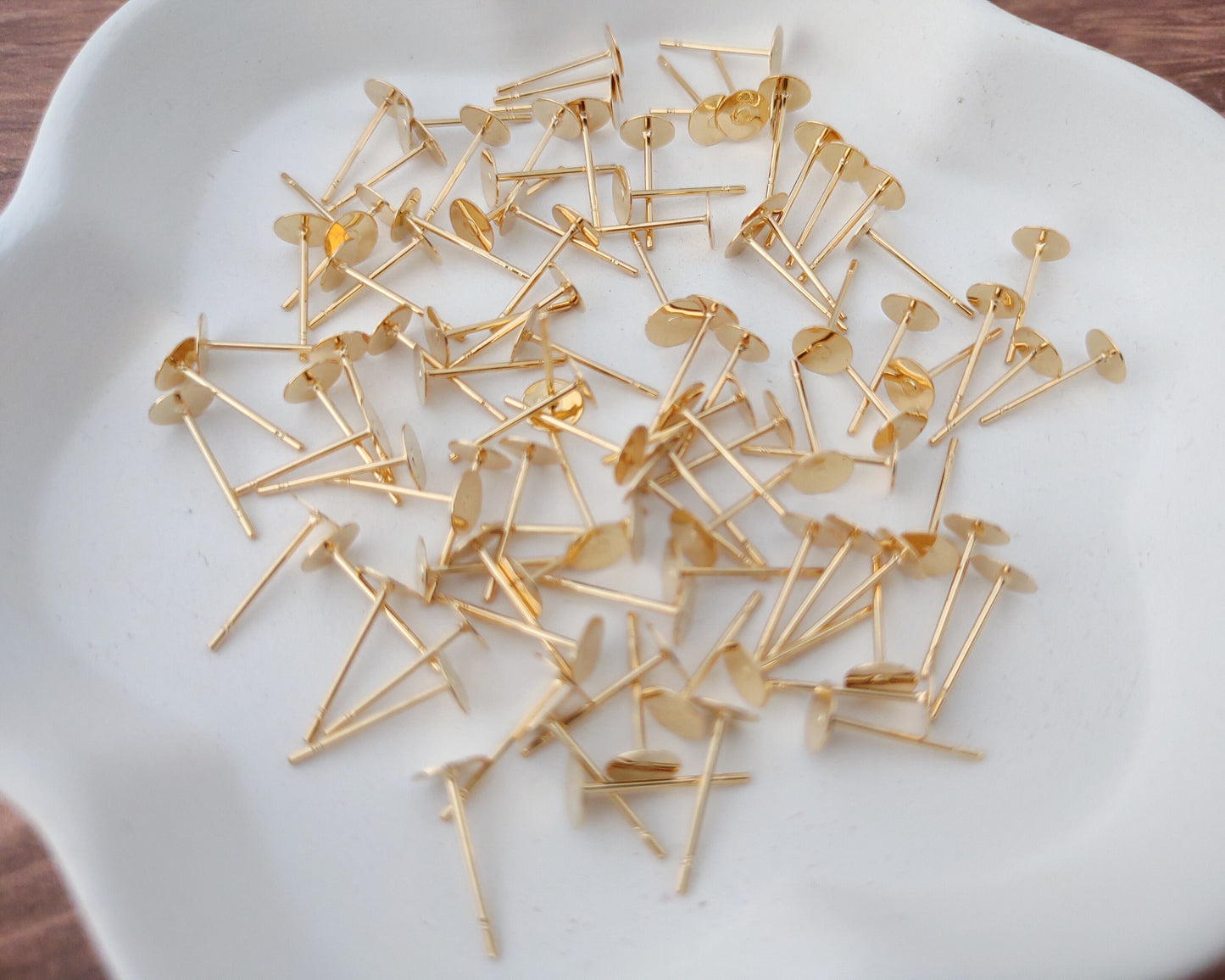 Bulk 5mm Gold Stainless Steel Regular Flat Pad Earring Posts, 100 Pieces