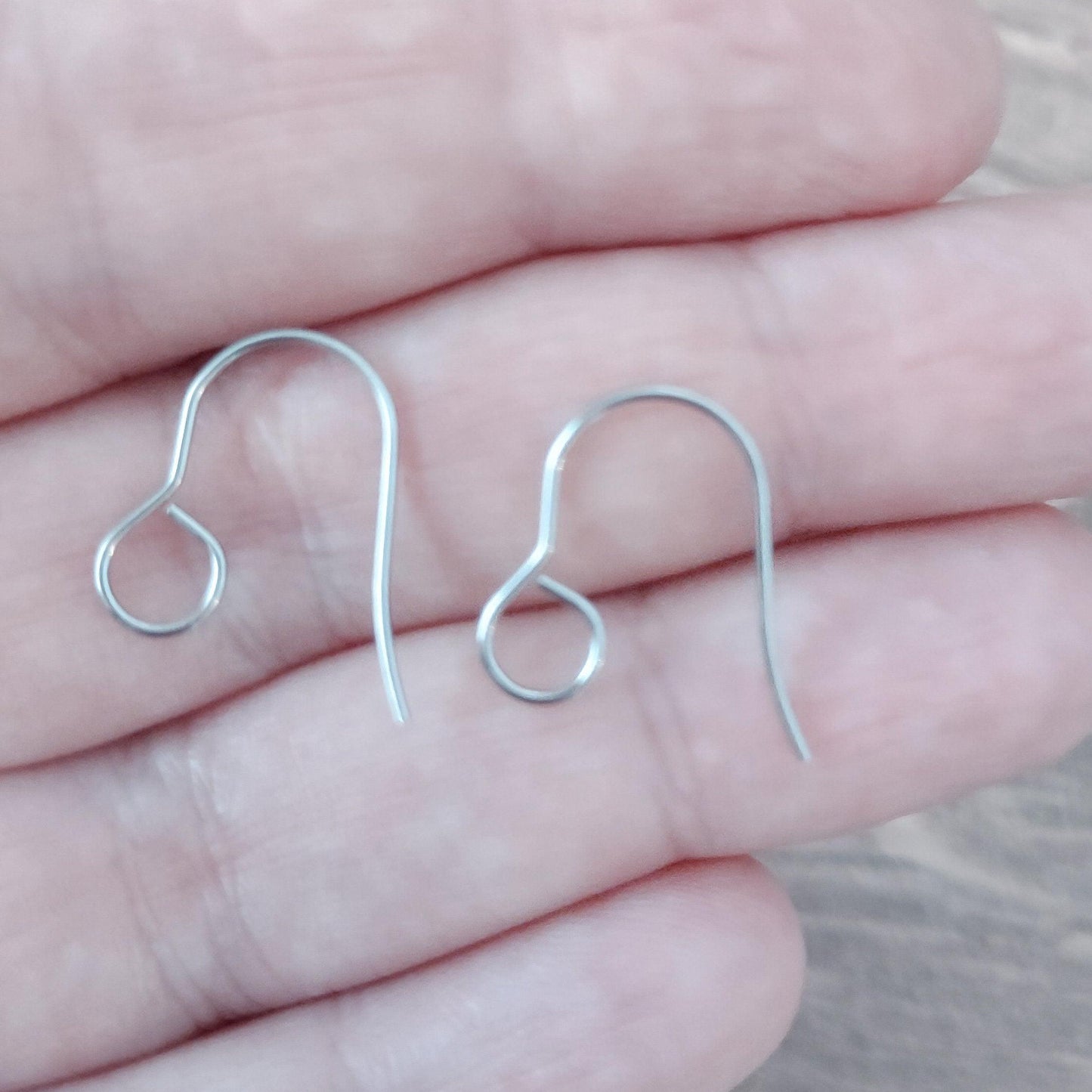 Silver Signature Large Loop Stainless Steel Ear Wires (5mm), 20 Pieces, Earring Hook #12