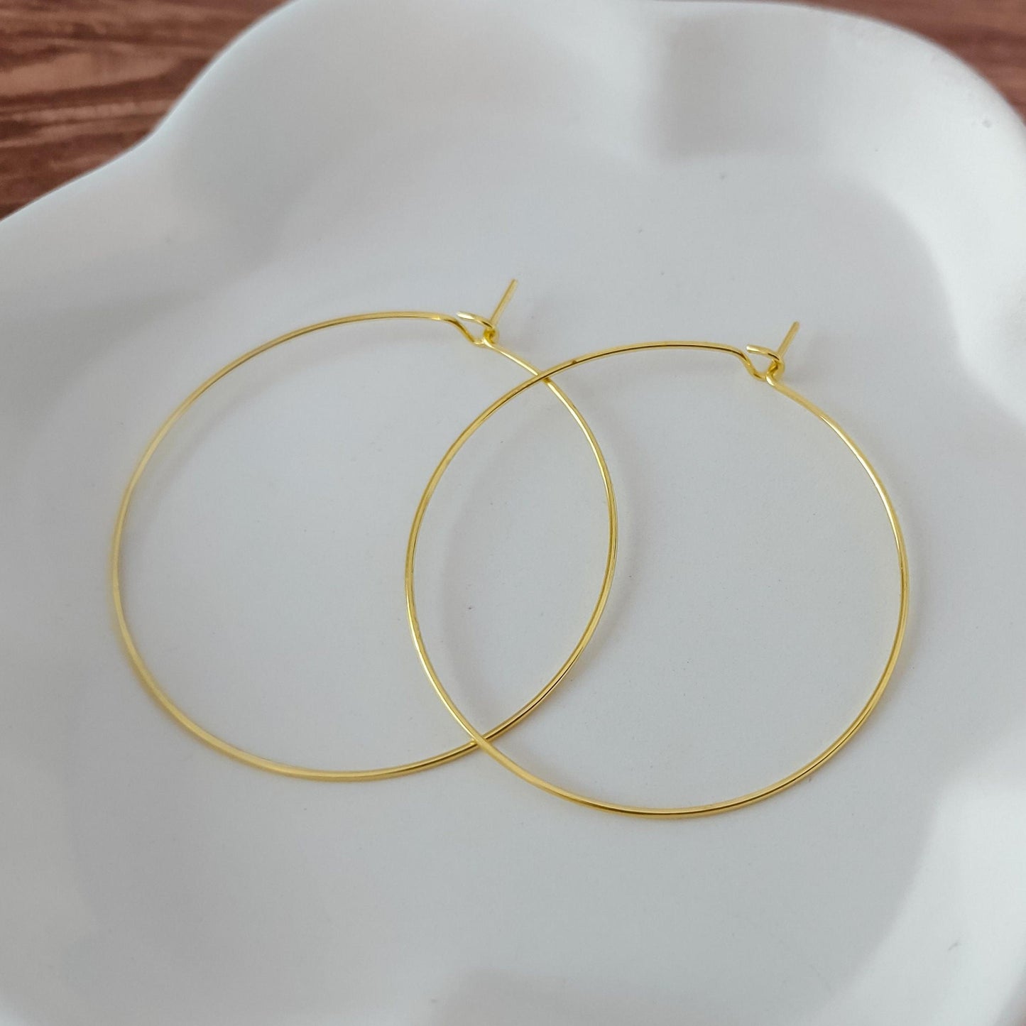 Gold 45mm Round Wine Hoop Stainless Steel Ear Wires, 10 Pieces