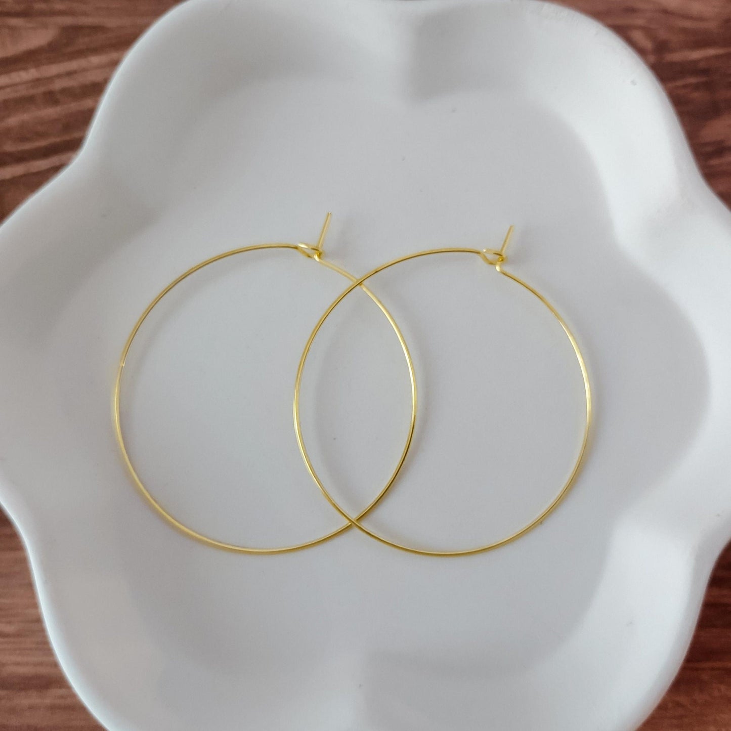 Gold 45mm Round Wine Hoop Stainless Steel Ear Wires, 10 Pieces
