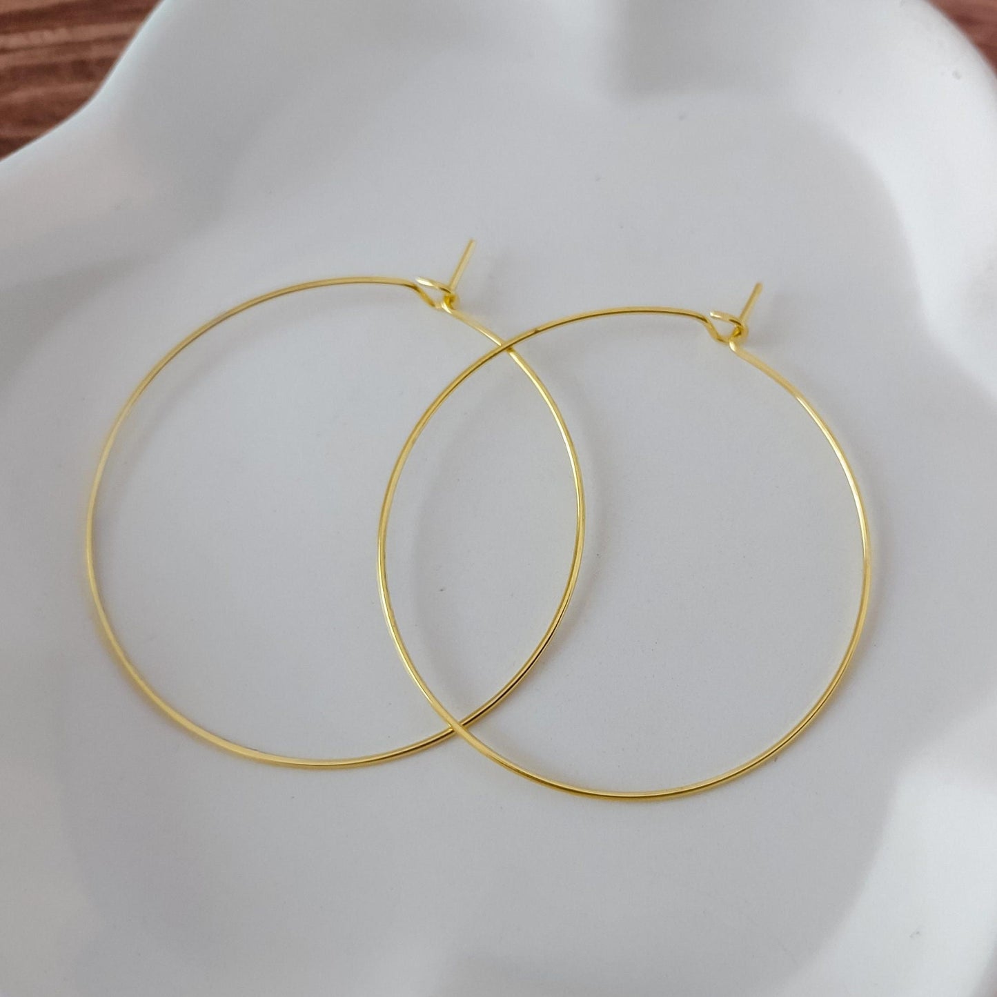 Gold 45mm Round Wine Hoop Stainless Steel Ear Wires, 10 Pieces