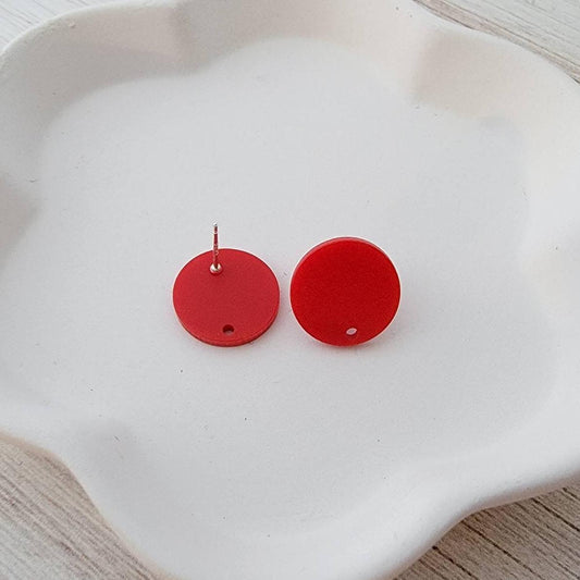 Matte Red Acrylic Circle Stud Earring Findings (16mm), 10 Pieces, Acrylic Stud #5