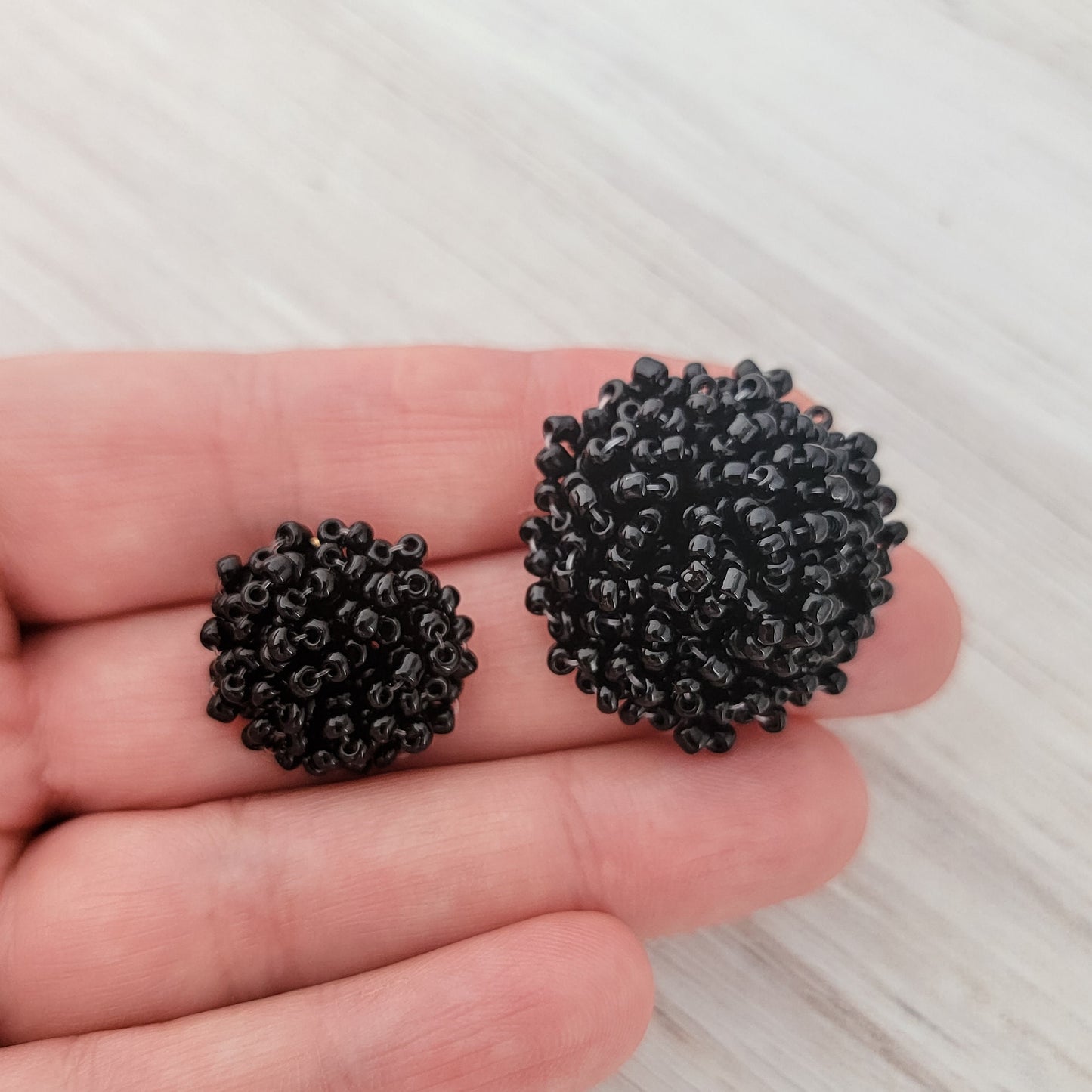 Navy and White Mix 15mm Small Seed Bead Topper, 1 Pair