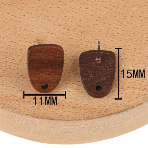 Walnut Wooden Tall Trapezoid Studs, 10 Pieces, Wood #13