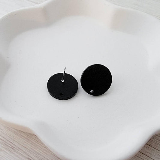Black Circle Matte Acrylic Stud Earring Findings (16mm), 10 Pieces, Acrylic Stud #11