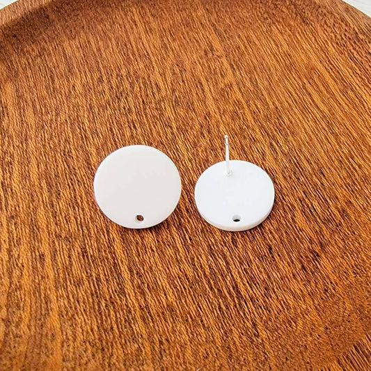 Matte White Acrylic Circle Stud Earring Findings (16mm), 10 Pieces, Acrylic Stud #10