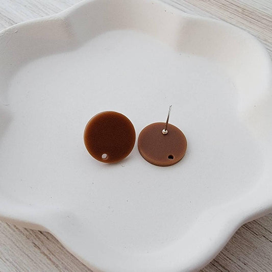 Matte Brown Acrylic Circle Stud Earring Findings (16mm), 10 Pieces, Acrylic Stud #14