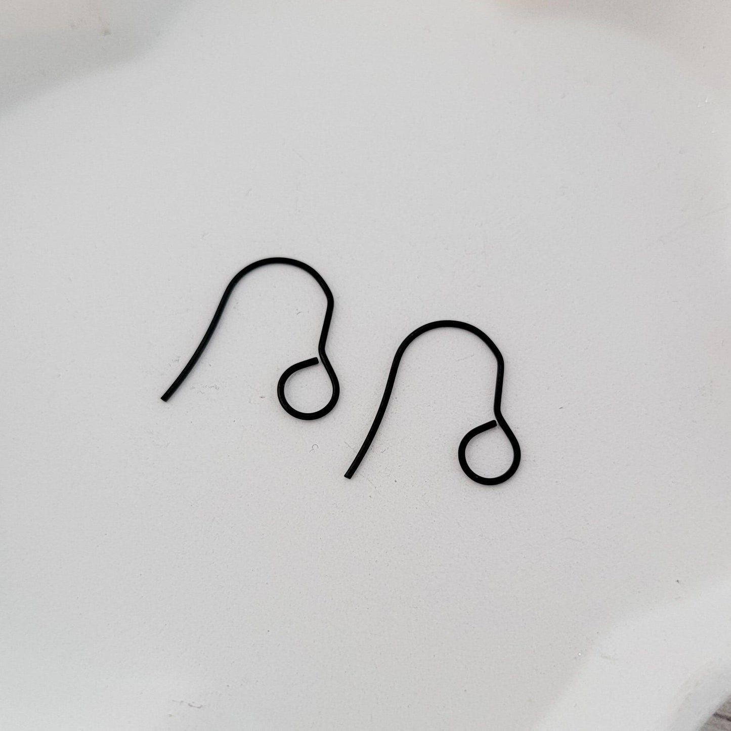 Black Signature Large Loop Stainless Steel Ear Wires (5mm), 20 Pieces, Earring Hook #14