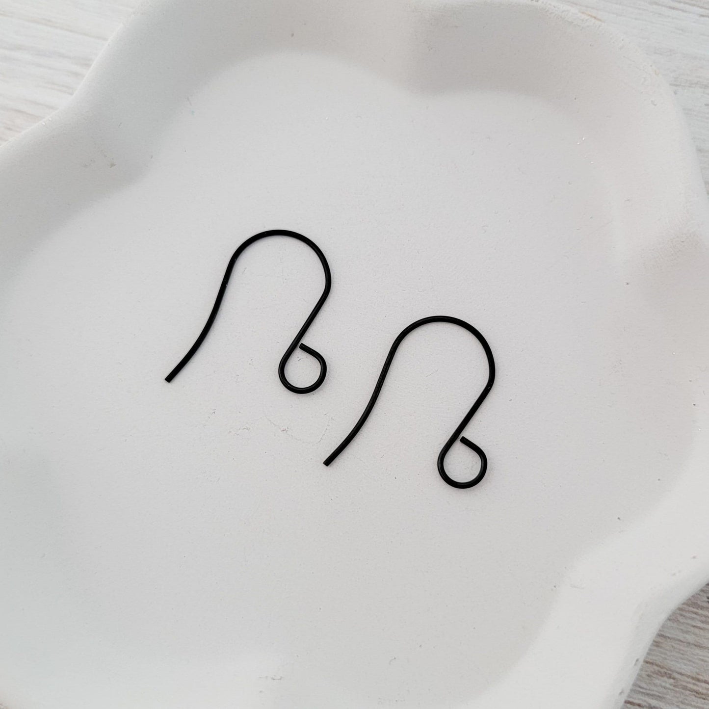 Black Statement Large Loop Stainless Steel Ear Wires (6mm), 20 Pieces