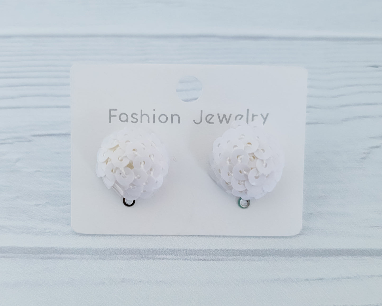 White 15mm Sequin Stud Topper, 1 Pair, Sequin #11