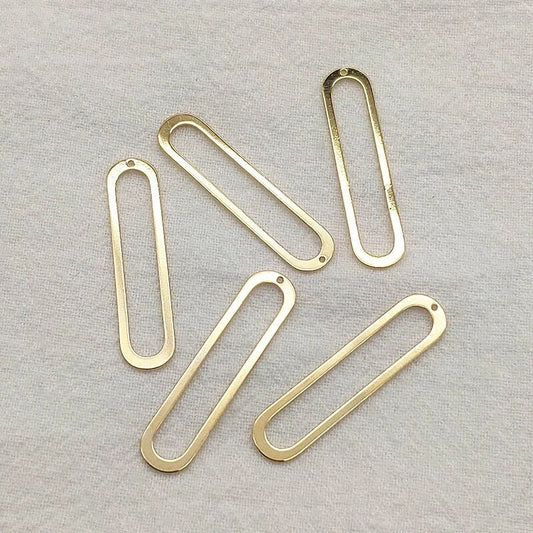 Gold Open Elongated Oval Connector, 10 Pieces