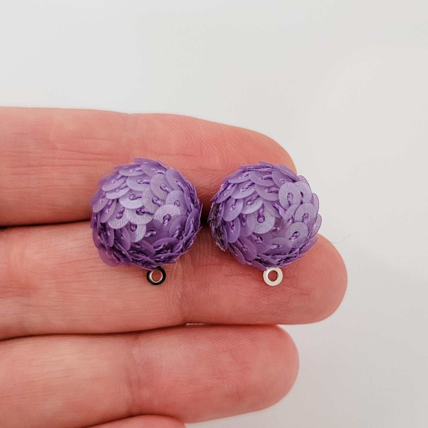 Light Purple 15mm Sequin Stud Topper, 1 Pair, Stud #196