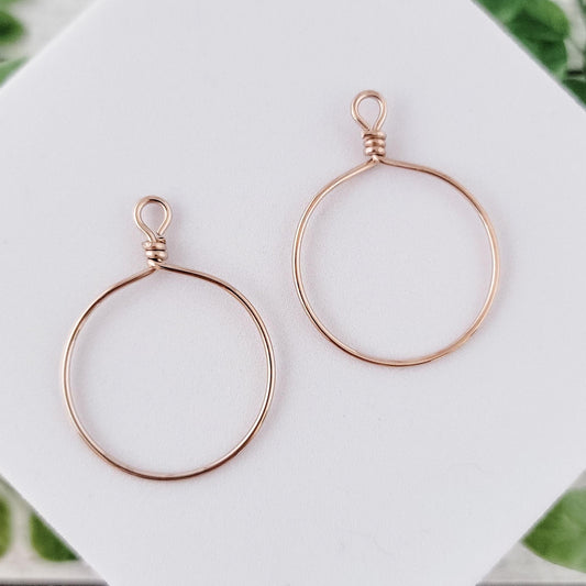 Rose Gold Stainless Steel Round Fringe Hoop, 2 Pieces