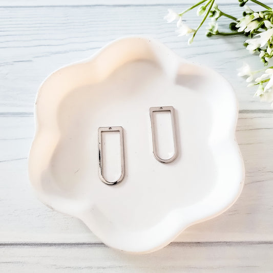 Silver Brass D Shape Connector, 10 Pieces