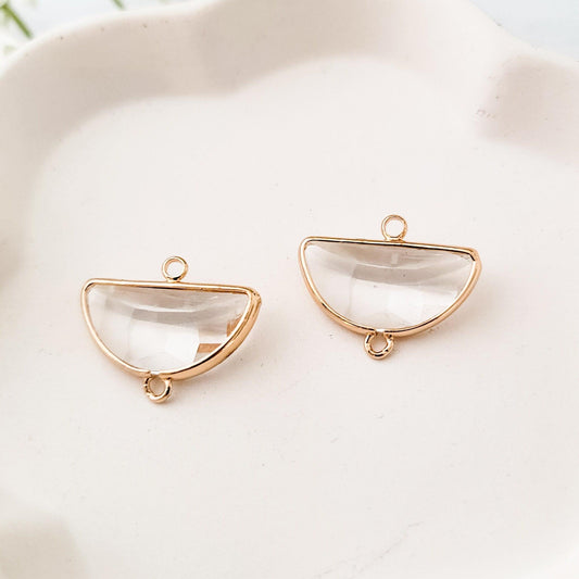 Gold Half Moon Crystal Links, 10 Pieces