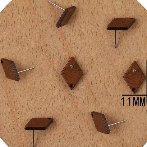 Walnut Wooden Diamond Studs, 10 Pieces, Wood #25