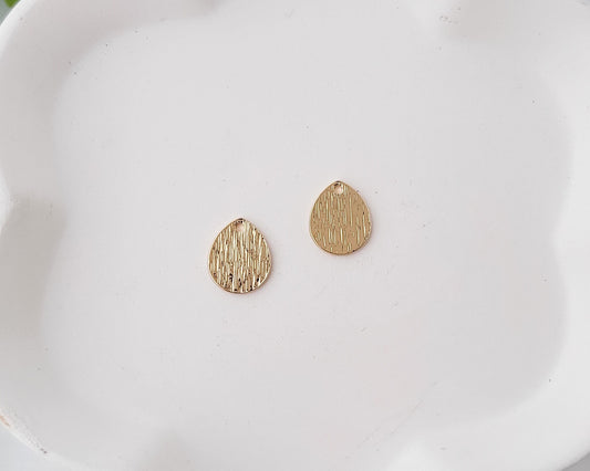 Gold Brushed Brass Tiny Teardrop Charms, 10 Pieces