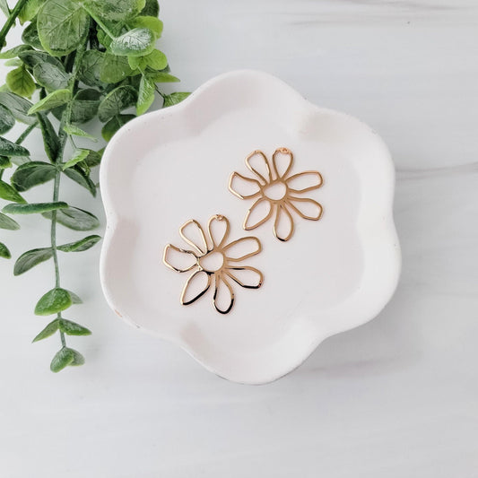 Gold Daisy 1-Hole Brass Charms, 10 Pieces