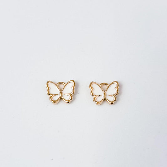 Petite White Butterfly Gold-Plated Enamel Charms, 10 Pieces