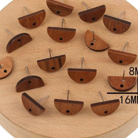 Walnut Wooden Half Moon Studs, 10 Pieces, Wood #11