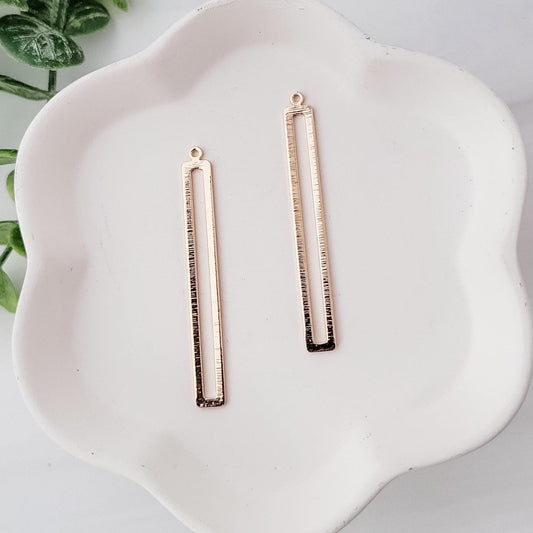 Gold Brushed Brass Open Rectangle Charms, 10 Pieces