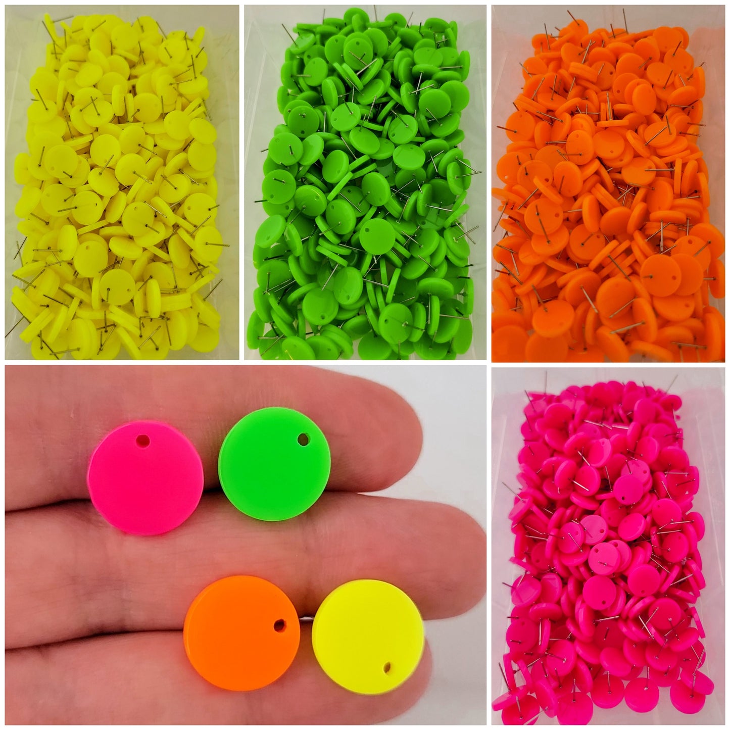 Neon Acrylic Stud Earring Findings (14mm, Choice of Color), 10 Pieces, Acrylic Stud #64