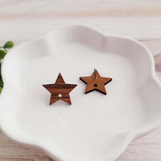 Walnut Wooden Star Studs, 10 Pieces, Wood #3
