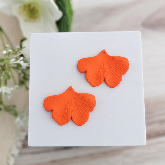 Tangerine Orange Ginkgo Leaf Pendants, 10 Pieces, Ginkgo #4