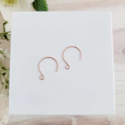 Rose Gold Stainless Steel Round Ear Wires 2.5mm Hole, 20 Pieces