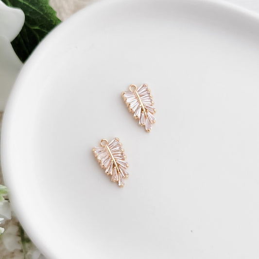 Gold Cubic Zirconia Trellis Charms, 10 Pieces