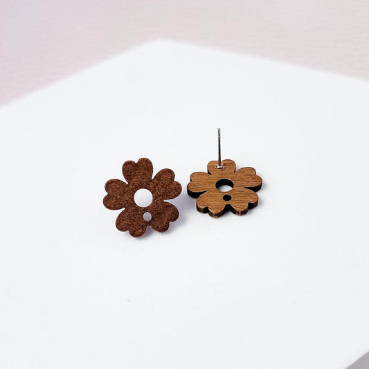 Walnut Wooden Daisy Studs, 10 Pieces, Wood #5