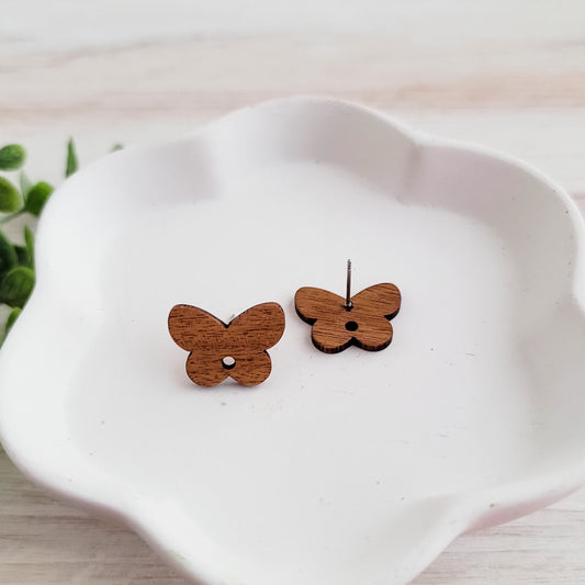 Walnut Wooden Butterfly Studs, 10 Pieces, Wood #4