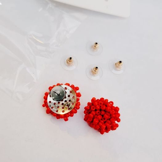 Navy and White Mix 15mm Small Seed Bead Topper, 1 Pair