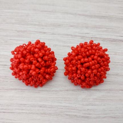 True Red 15mm Small Seed Bead Topper, 1 Pair