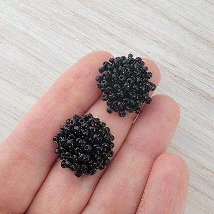 Black 15mm Small Seed Bead Topper, 1 Pair