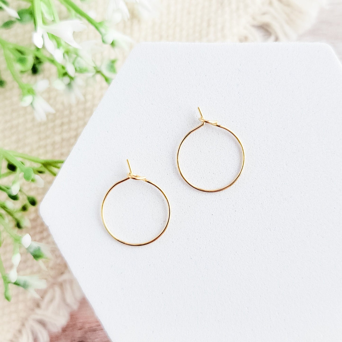 Gold 15mm Round Wine Hoop Stainless Steel Ear Wires, 10 Pieces