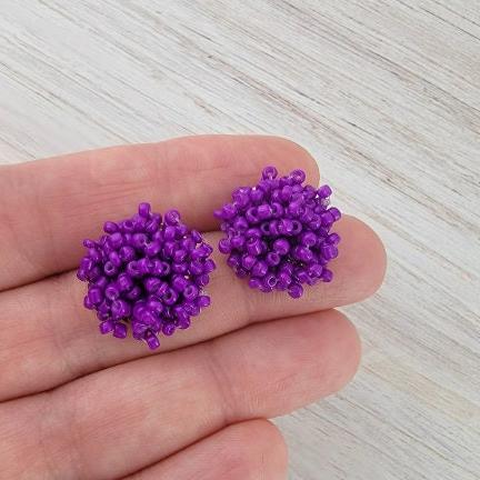 Royal Purple 15mm Small Seed Bead Topper, 1 Pair