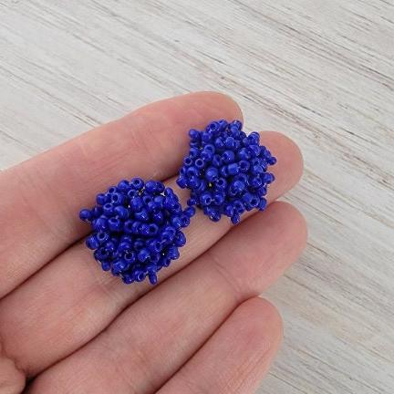 Royal Blue 15mm Small Seed Bead Topper, 1 Pair