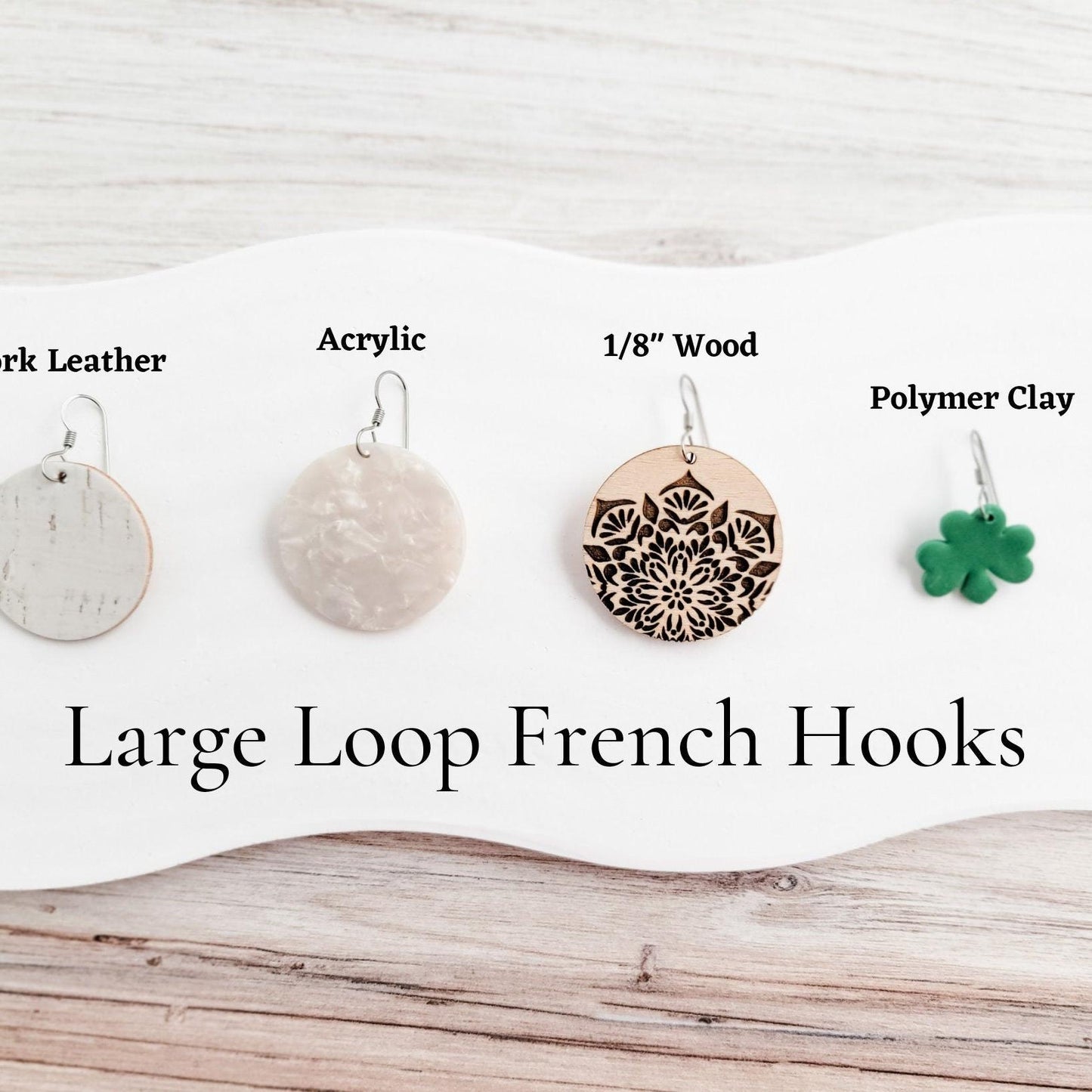 Large Loop Silver Flat French 4.5mm Stainless Steel Ear Wires, 20 Piece