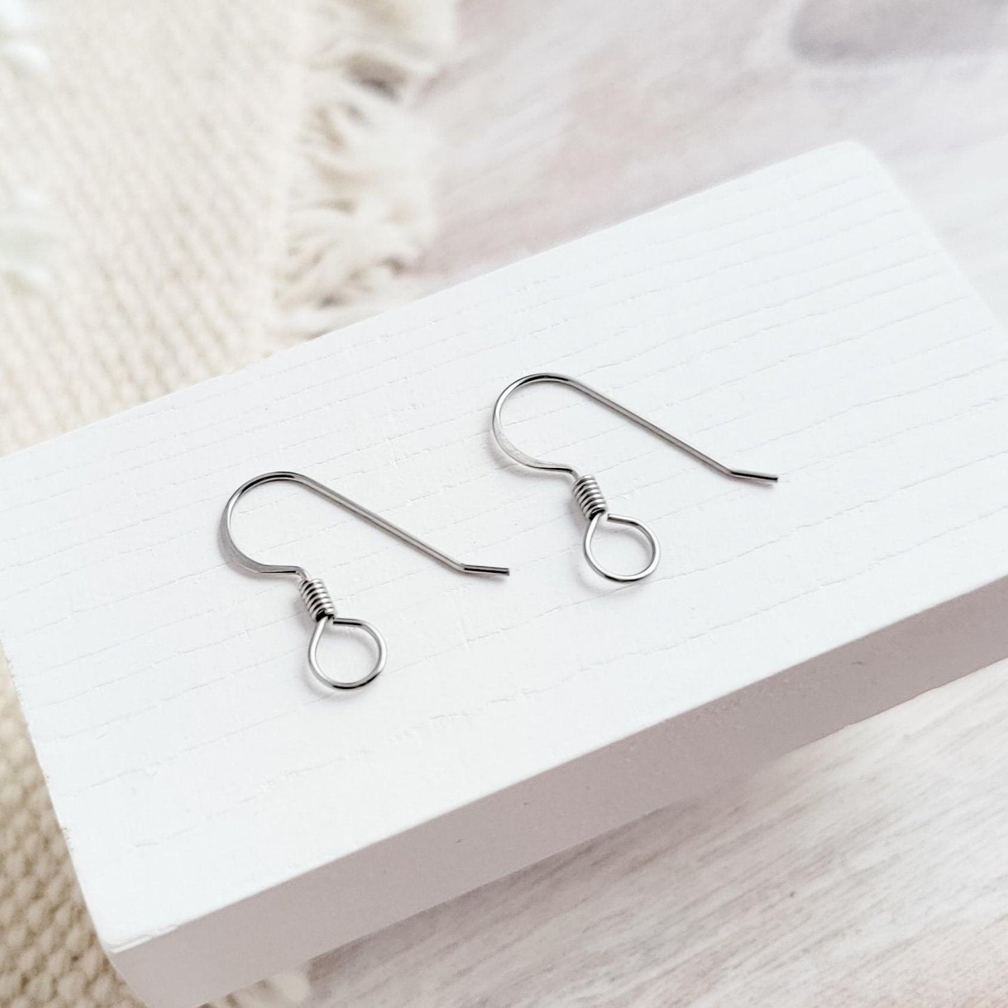 Large Loop Silver Flat French 4.5mm Stainless Steel Ear Wires, 20 Piece