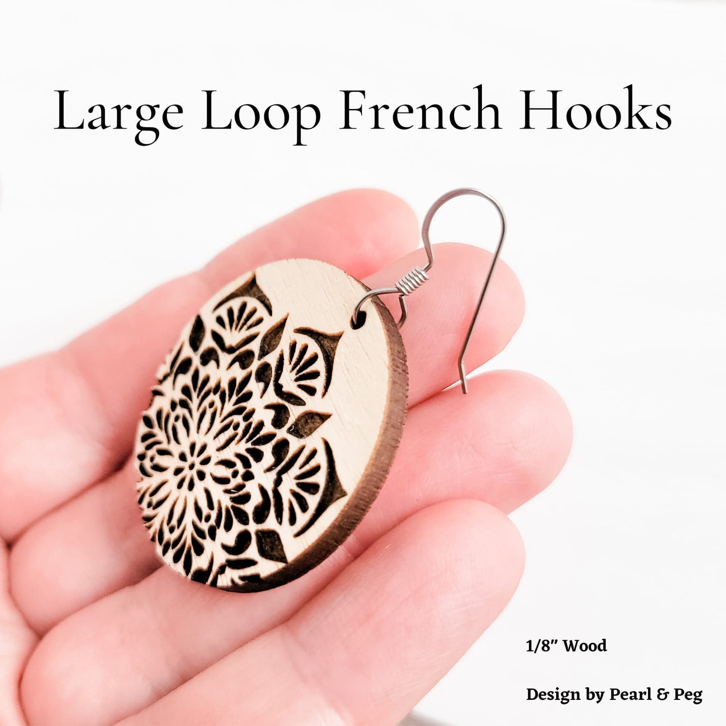 Large Loop Silver Flat French 4.5mm Stainless Steel Ear Wires, 20 Piece