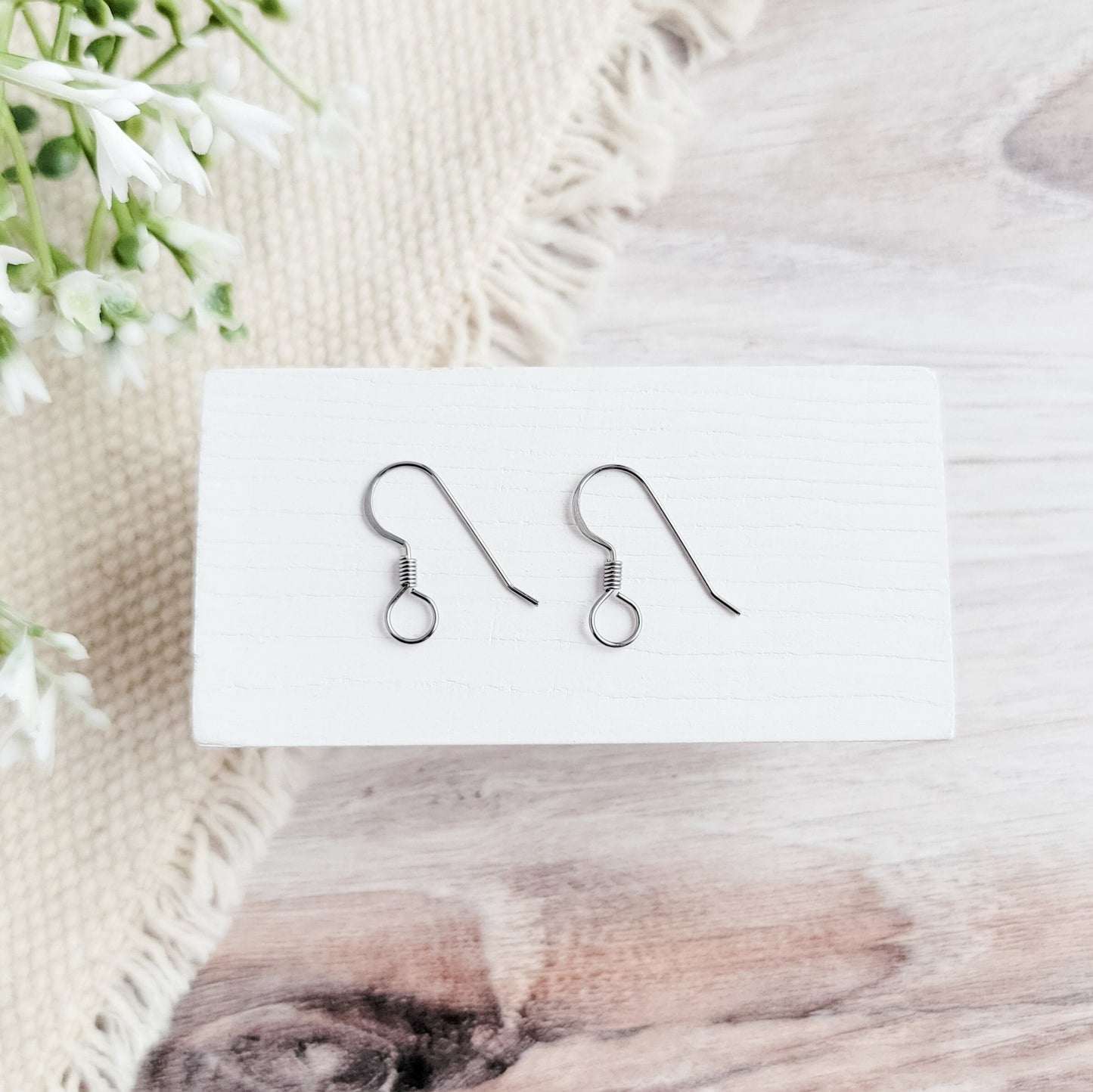 Large Loop Silver Flat French 4.5mm Stainless Steel Ear Wires, 20 Piece